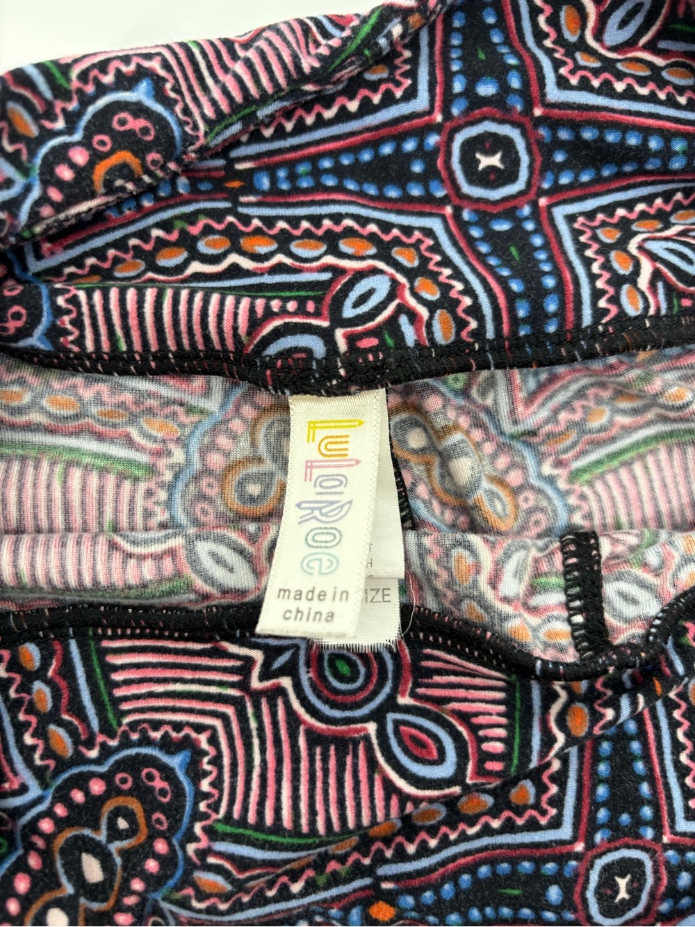 LuLaRoe OS Leggings Geometric Mandala Mosaic Tile Pink Blue Patterned Women - Picture 2 of 9